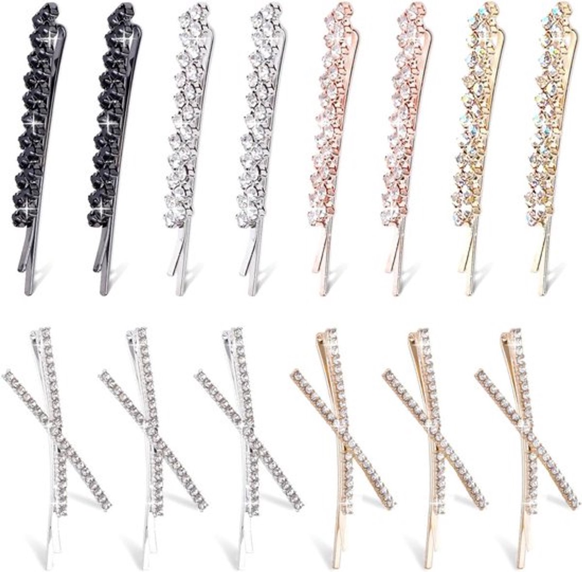 Strass Haarspelden in Kristal Kleur voor Vrouwen en Meisjes met X-vorm - Set van 14