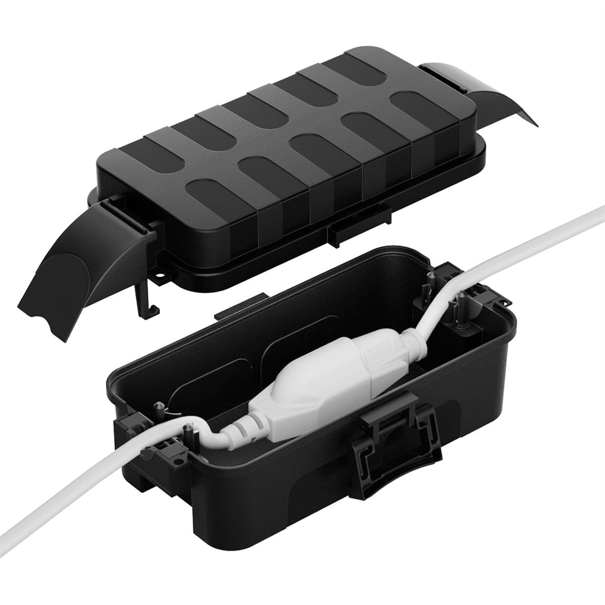 carmdering - Waterdichte Kabelbox IP54 – Beschermdoos voor Buiten Kabels & Stekkers – Weerbestendige Elektrische Aansluitbox voor Tuin, Terras & Verlengkabels – Compacte Kabel Bescherming