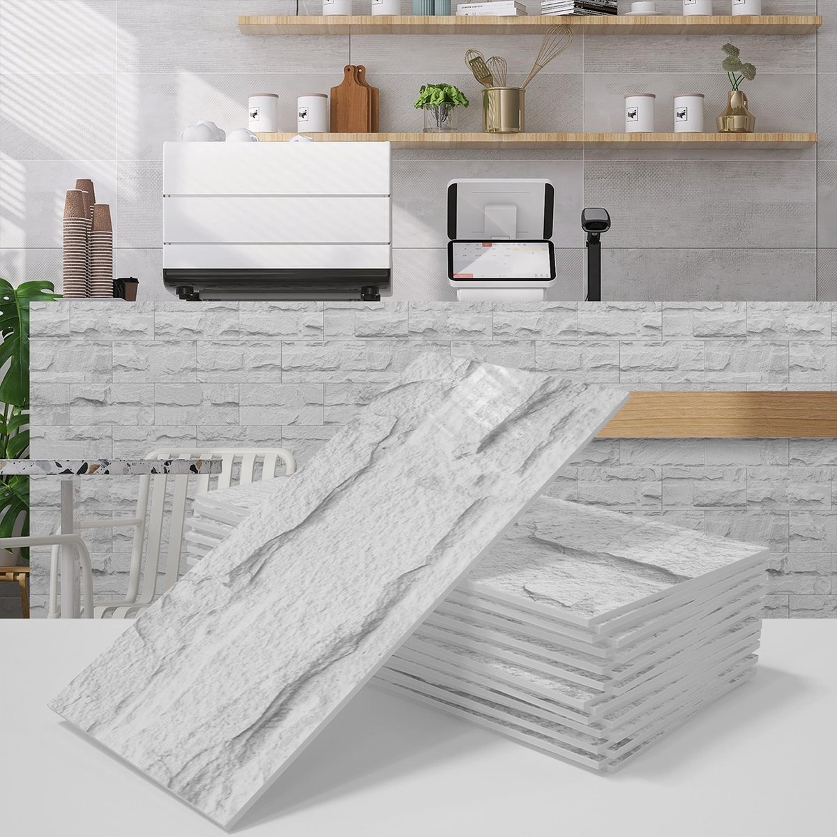 aladdien - Peel and Stick Muurtegel Backsplash - Zelfklevend - Waterdicht - 10 x 30 cm - Retro Houtlook - Voor Badkamer en Keuken - Verbeterde Kwali..