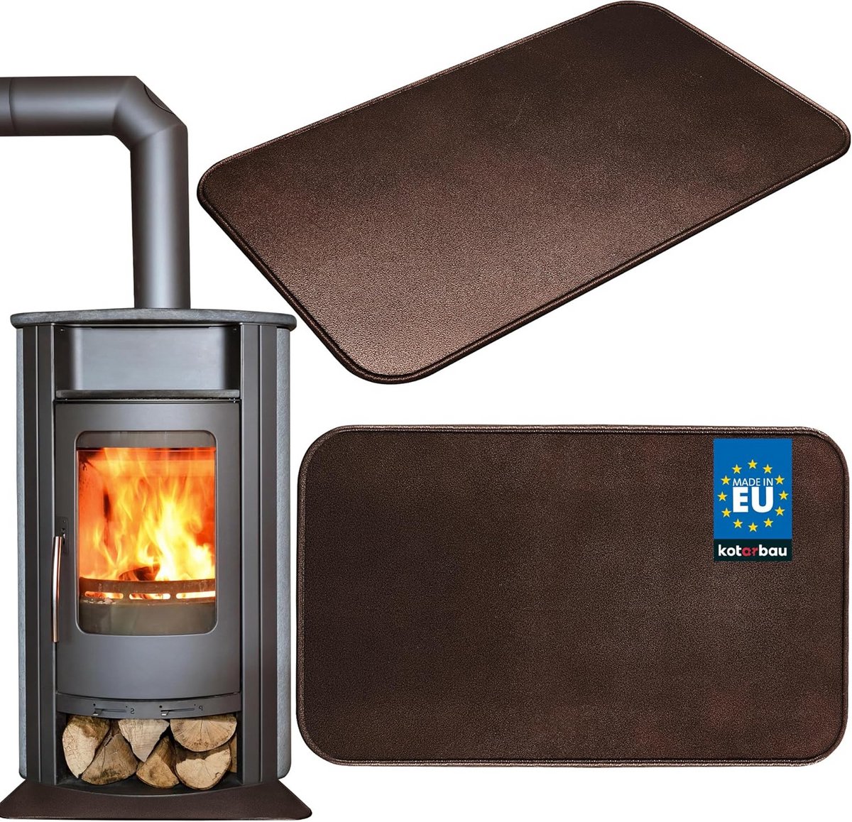 Koperkleurige Ovenbodemplaat Bodembescherming voor Haarden 795x480 mm