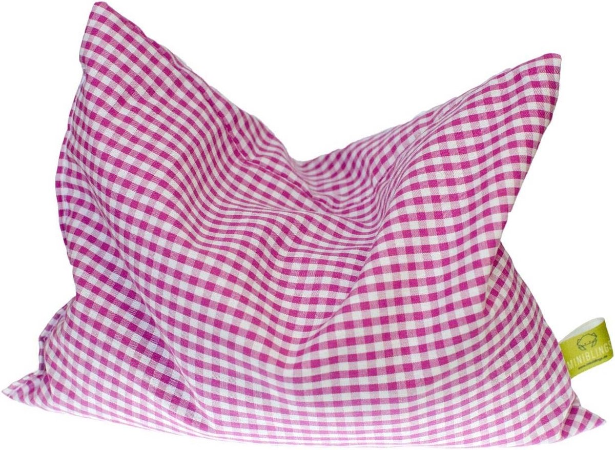 Kersenpitkussen 22x18 cm geruit - warmte- of koelkussen biologisch katoen