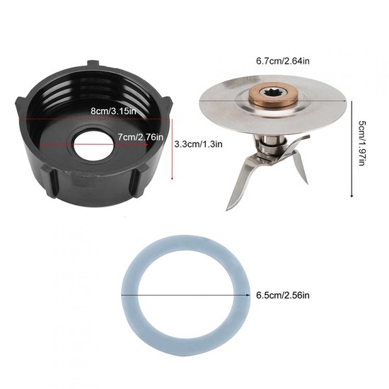 SPHProducts - Blender Mes - Vervangingsonderdelen - Inclusief O-Ring - Voor Oster - Koken - Keukenaccessoires - Geschikt voor Oster - Vervangingsonder van Sphproducts — afbeelding 2