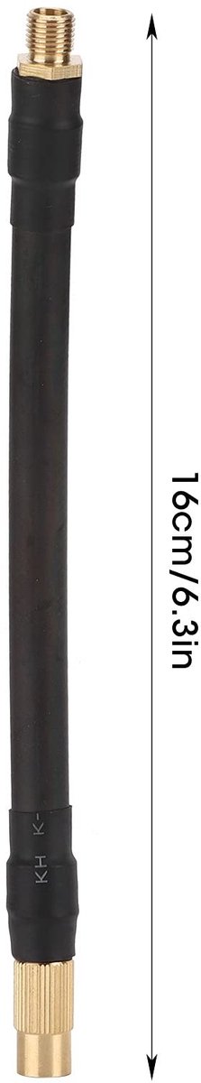 ONF3 - Bandenpomp Verlengslang - Luchtklep - Rubber en Koper - Zwart - Geschikt voor Elektrische Inflator - 6.3 inch