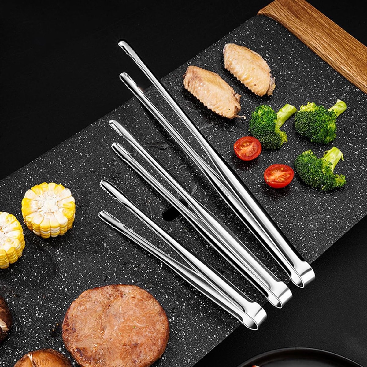 Kooktang Staal - Grilltang Barbecue - Eten Draaien - Rechte Vorm - 30 cm - Zilverkleurig