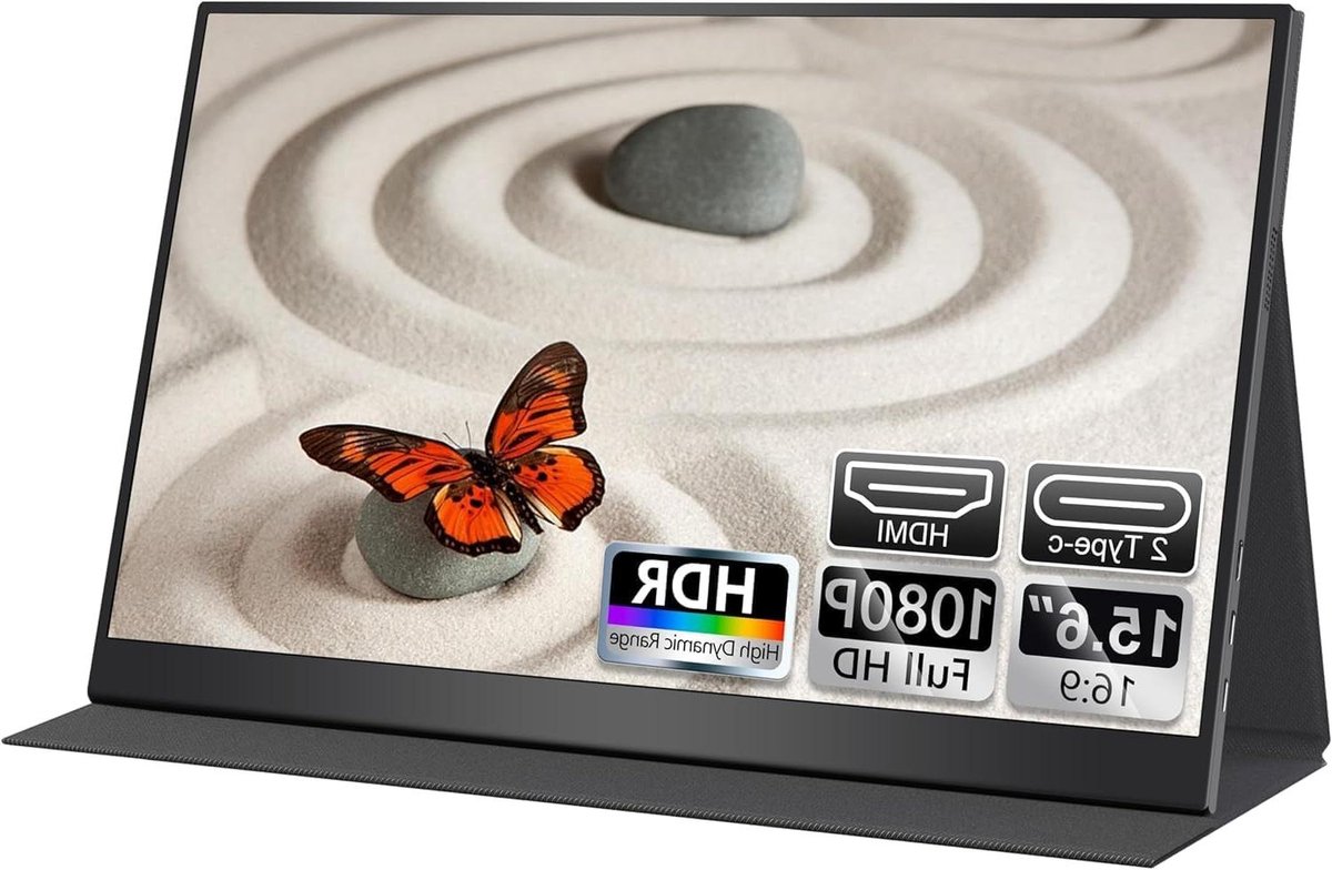 Draagbare Monitor - Extra Scherm - Productief Werken - Flikkervrij Blauw Licht - 156 Inch Full HD - Zwart