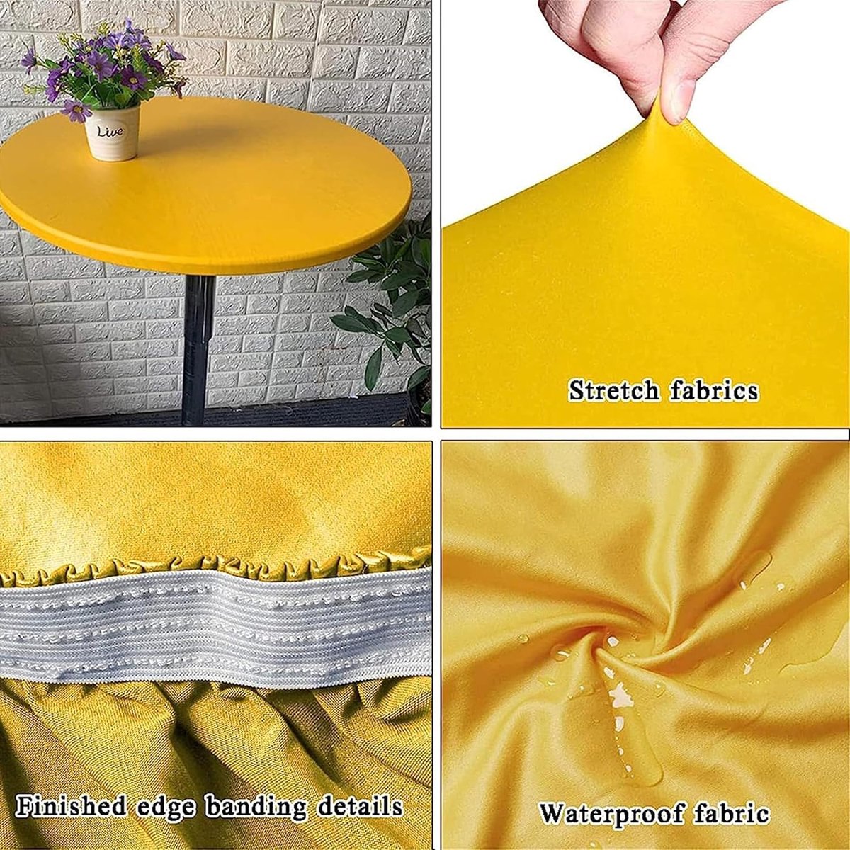 Rond Tafelkleed - Tafelhoes - Tafel Beschermen - Elastische Rand - Diameter 140cm - Geel