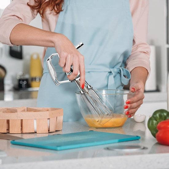 Roterende eiermixer - Handmixer garde - Bakken en mixen - Dubbele garde ontwerp - 31 cm lengte - Grijs — afbeelding 2