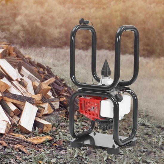 Benzine Houtsplitter - Houtklover - Hout Kloven - Krachtige 2-takt motor - 24 cm diameter - Zwart Rood — afbeelding 2