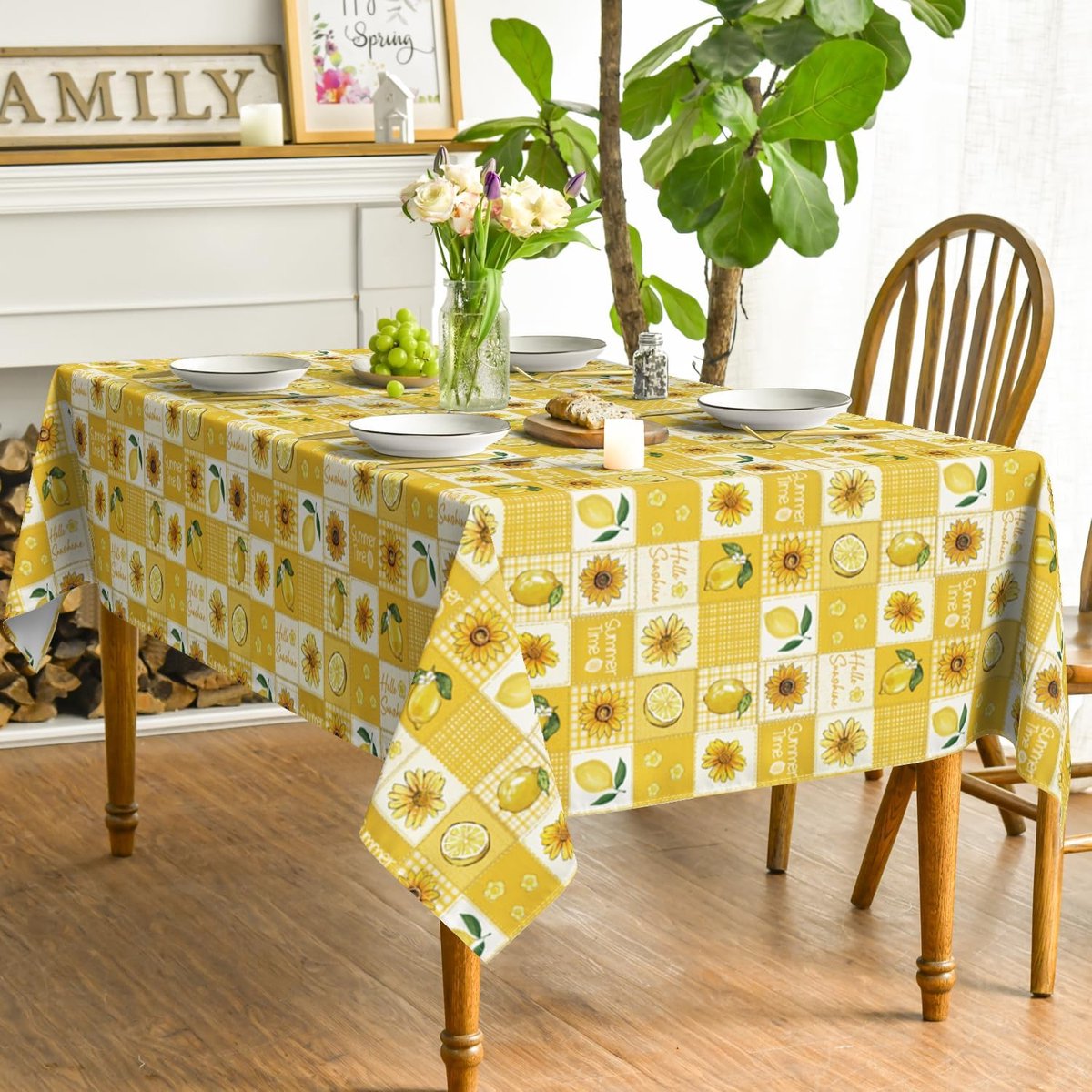 Tafelkleed - Keukentextiel - Tafel Decoratie - Vlekbestendig - 140x110cm - Geel