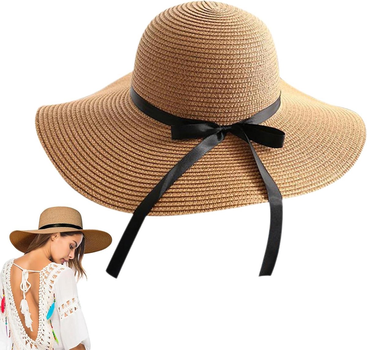 Dames Zonnehoed - Strandhoed Floppy - Zomerse Bescherming - Brede Rand - Opvouwbaar - Khaki