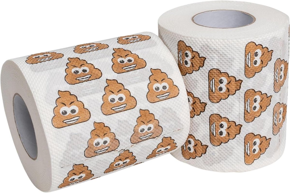 Grappig Toiletpapier - Poep Emoji - Feestdecoratie - Dubbelzijdig Bedrukt - 2 Rollen - Emoji