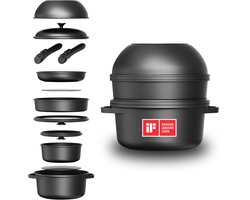 CuliStack® Pro Pannenset 12-delig - potten- & pannenset met afneembaar handvat - stapelbaar en…