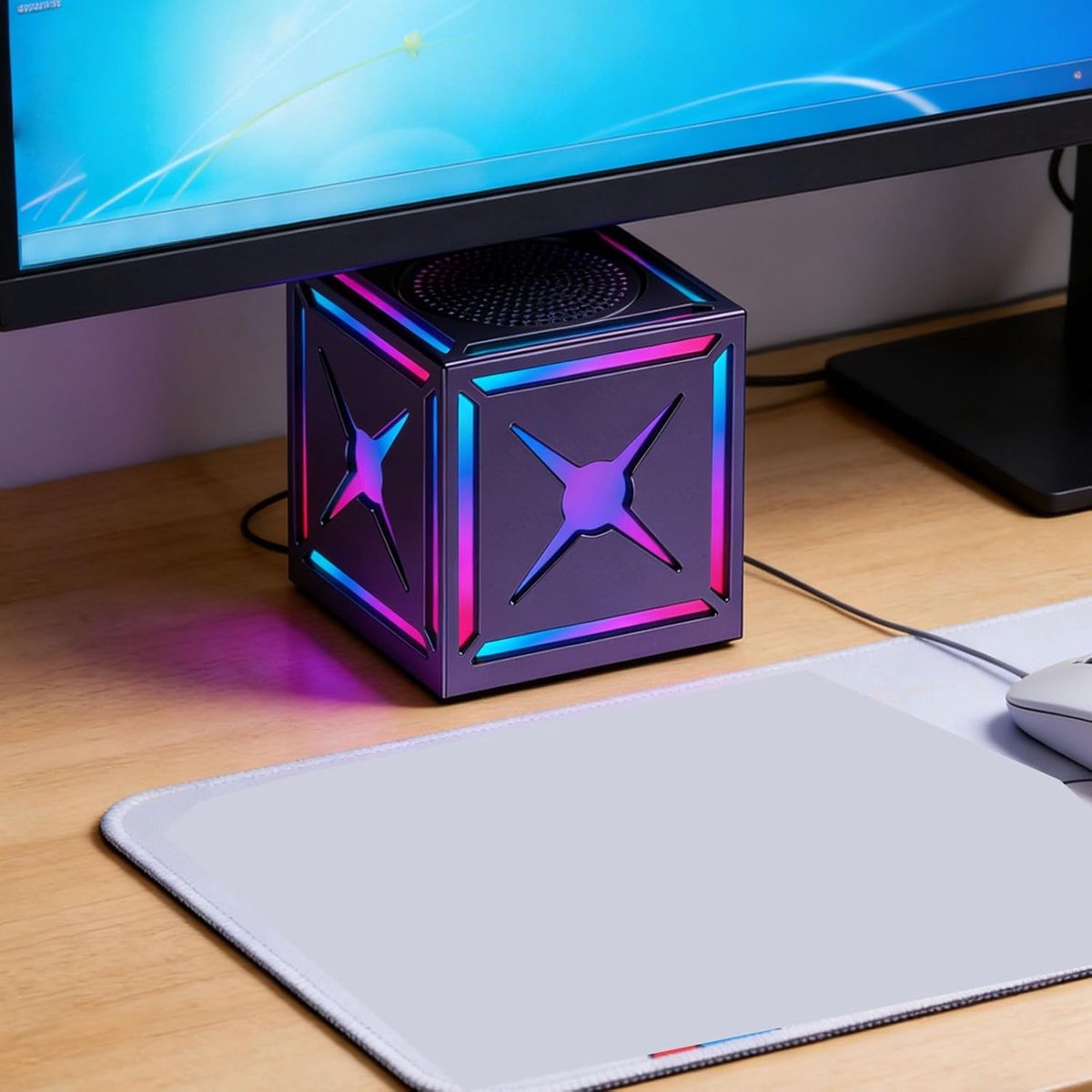 Oneay Mini Bluetooth-speaker 5W – Draagbare speaker met helder HiFi-geluid, RGB-verlichting en compact design – Ideaal voor reizen, wandelen, fietsen en als cadeau – Zwart