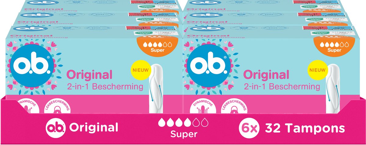 o.b. Original Super - tampon zwaardere menstruatiedagen - 6 x 32 tampons