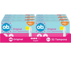 o.b. Original Dynamic Fit Super - 2-in-1 bescherming - tampons - tampon zwaardere menstruatiedagen - 6x32 tampons