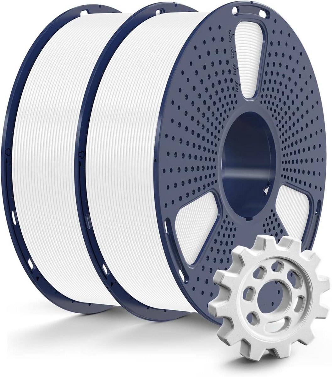 SUNLU 2kg Rapid PETG Filament Bundle, High Speed 30-600mm/s 3D Printer Filament, 1.75mm±0.02mm, 1KG Reusable Spool, 2 Pieces in Total (White+White)