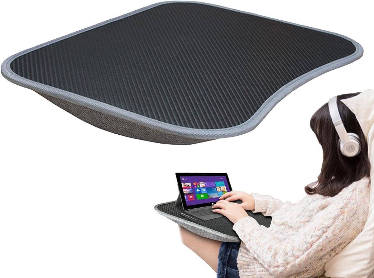 Grote Lap Desk - Laptop Kussen - Comfortabel Werken - Ergonomisch Schuim - 39 x 29 cm - Zwart