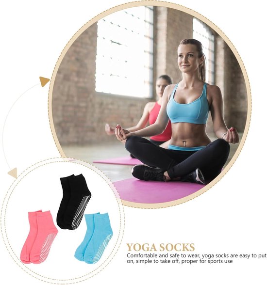 Sportsokken Dames - Antislip Sokken - Sporten en Fitness - Met Grip - 3 Paar - Diverse Kleuren — afbeelding 5