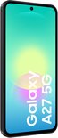 Vooraanzicht van de zwarte Samsung Galaxy A27 5G smartphone.
