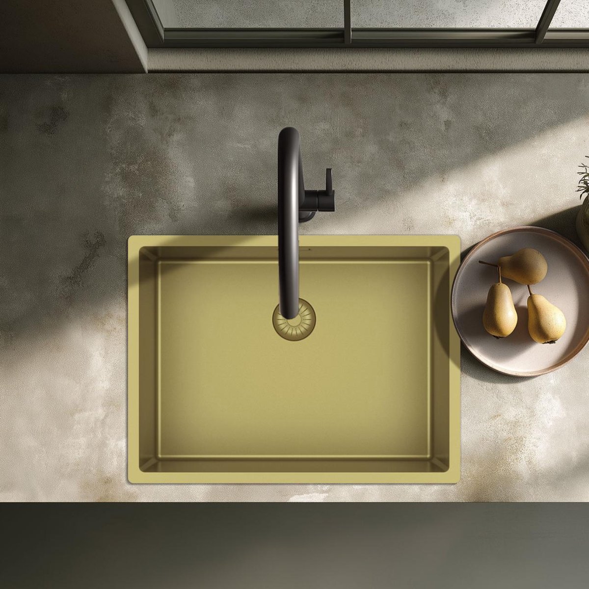Pure.Sink Comfort PVD Gouden spoelbak 55x40 cm onderbouw, vlakbouw en opbouw PCM5540-60