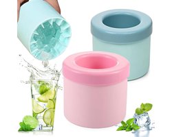 2 stuks Ice Maker Cup Siliconen Ijsemmer Cilinder Ijsblokjes Maker Cup met Deksel Ijsemmer Herbruikbare Easy-Release Ice Cube Tray Food Grade Snel Bevroren Bier Ontwerp Drank Ijsemmer voor