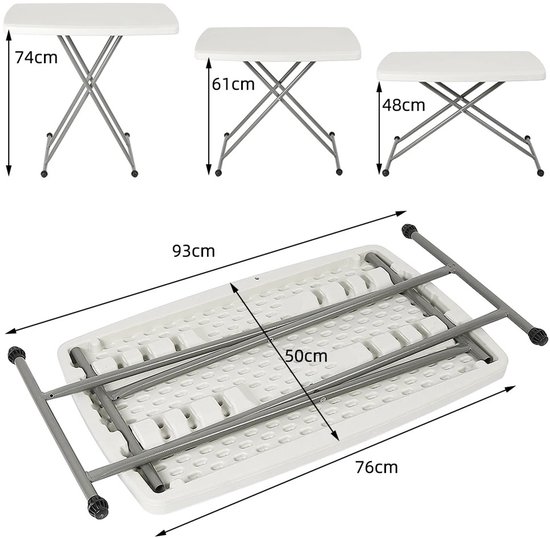 Linkforu - Opvouwbare Bijzet Camping - Picknick - Tafel - Verstelbaar In 3 Hoogtes - Compact Inklapbaar - Multifunctioneel van Linkforu — afbeelding 4