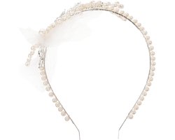 Elegante Kristallen Bruidsdiadeem met Parels en Bloemen - Haaraccessoires voor de Bruid