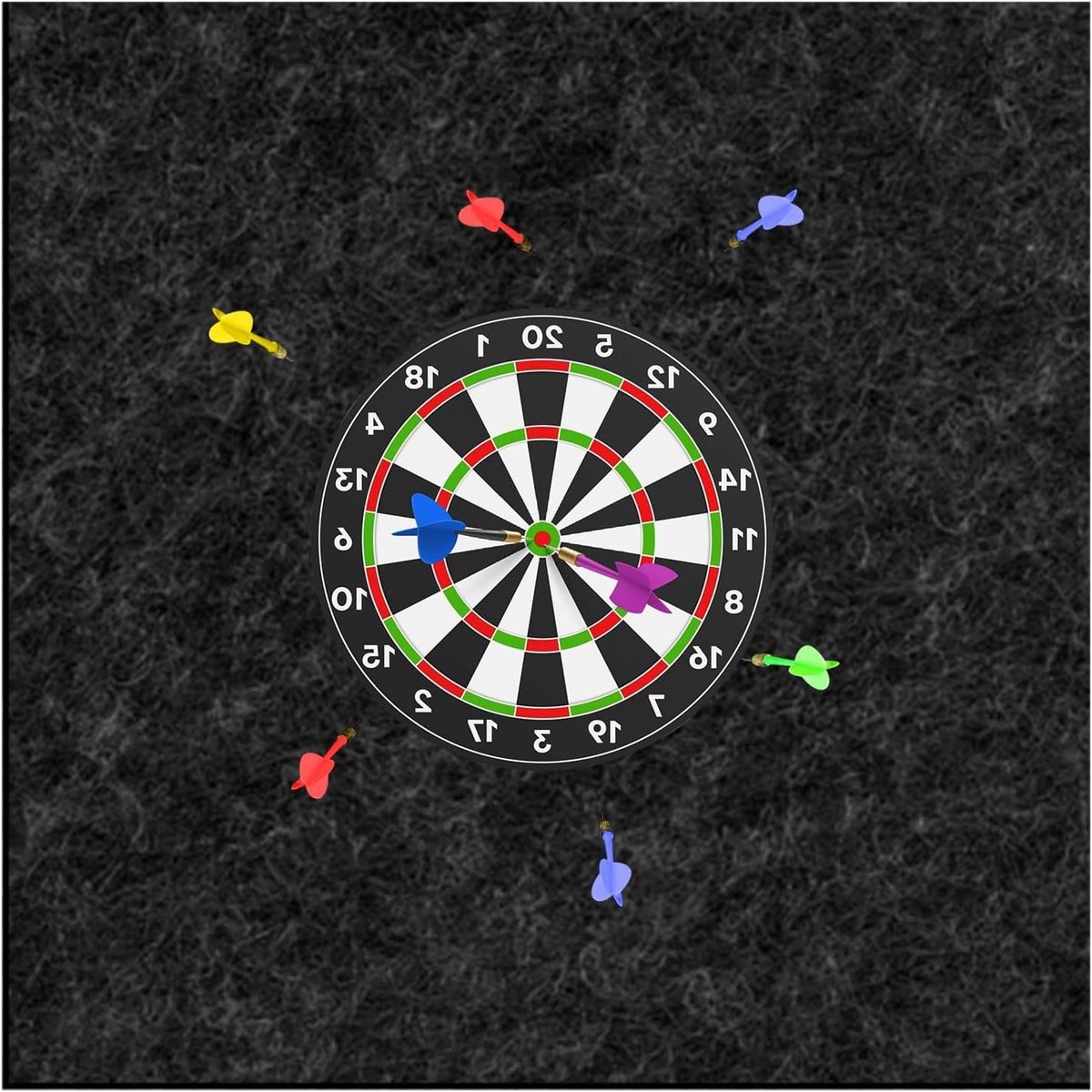 Dartbord wandbescherming van vilt: 60 x 60 cm, zelfklevende beschermmat, wandbeschermer voor dartborden, geluidsisolatie, duurzame wandbekleding, ideaal voor speelkamers