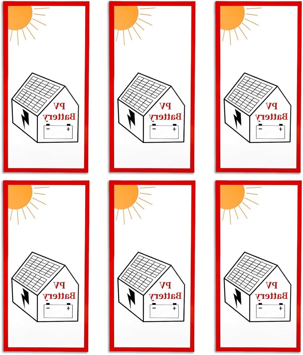 Sticker voor PV-systeemmelding - 6 stuks zelfklevende informatieborden voor brandbeveiliging, PVC met sterke lijm, 10x20 cm, geschikt voor binnen en buiten gebruik