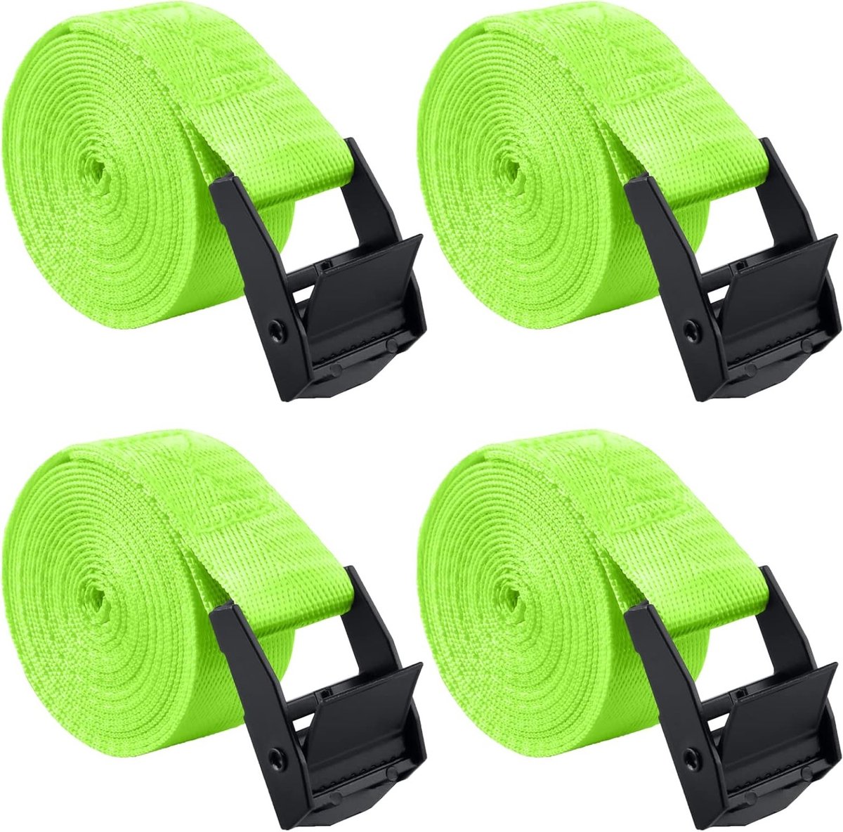 Lashing Ratchet Straps 4 Pack - Lichtgroene Verstelbare Spanbanden van 3 meter voor Veilig Transport