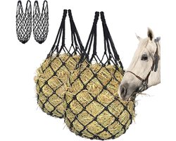 Groot fijnmazig hooiennet voor paarden en pony's, set van 4 stuks, robuust en duurzaam met ophangring, ideaal voor stal en buitengebruik