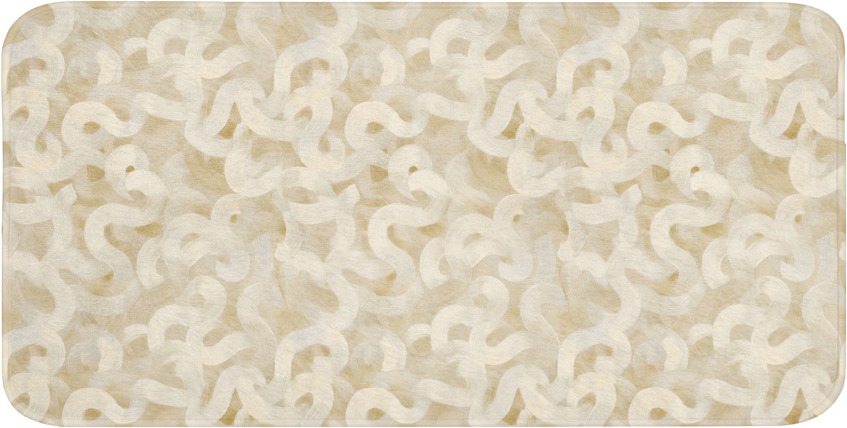 WC mat 120x60 cm - Antislip - Abstract - Lijnen - Beige - Toiletmat - Vloermat - Douchemat
