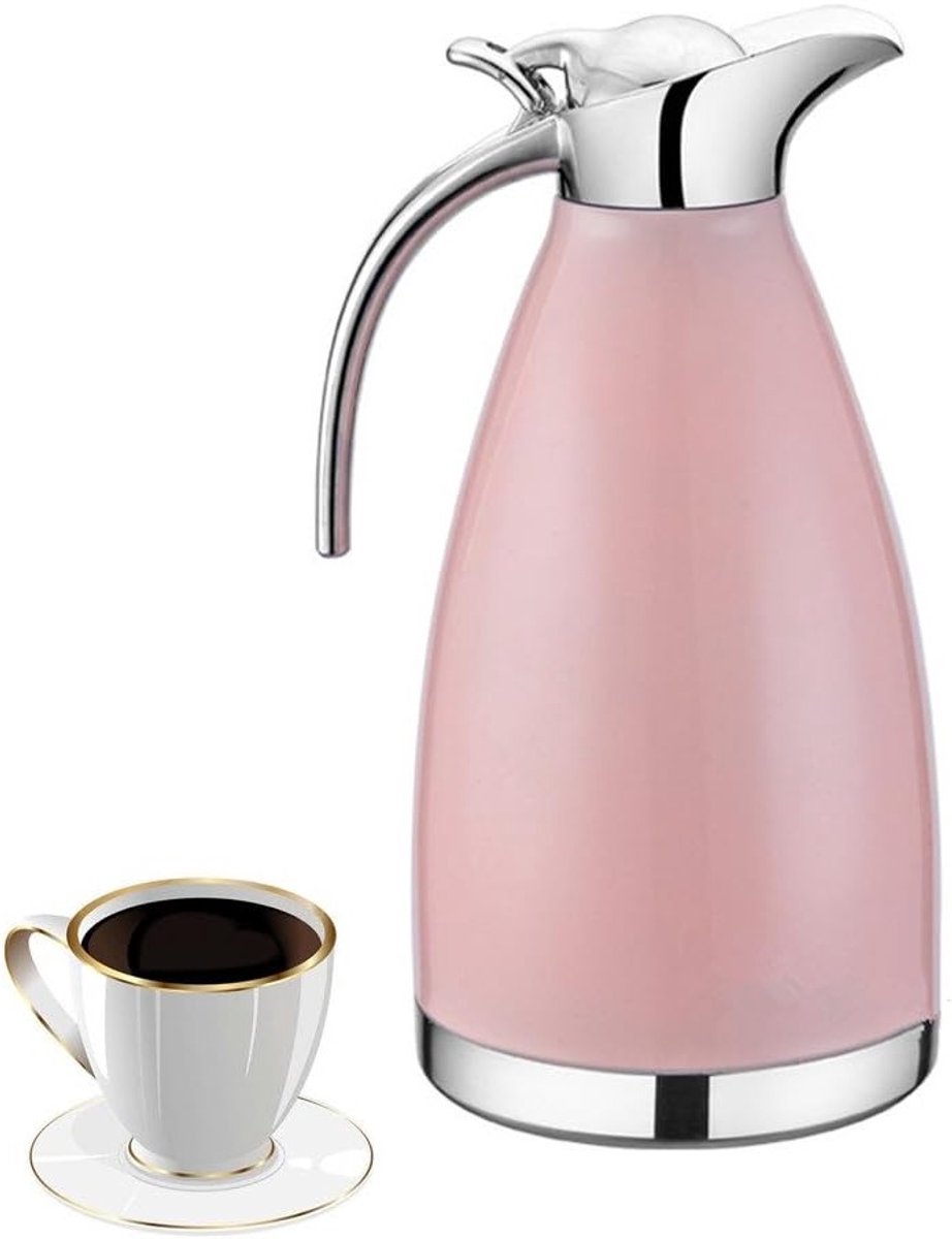 Dubbelwandige Vacuum Geïsoleerde Thermosfles voor Sap, Melk en Thee - Roze RVS Flask