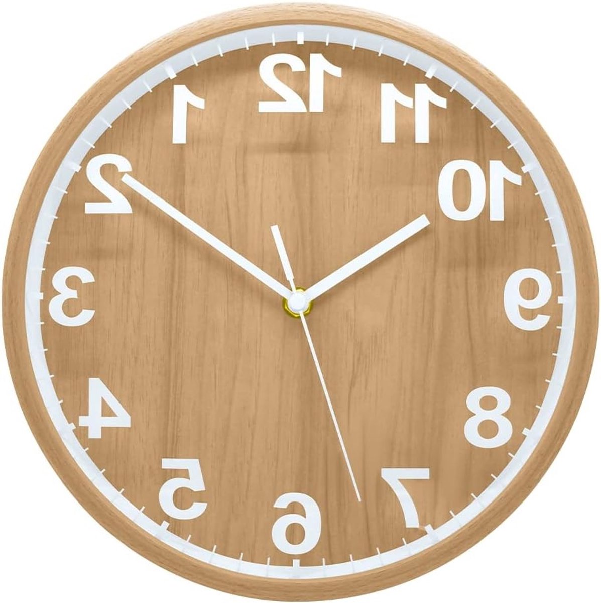 Stille Houten Wandklok van 10 Inch voor Woonkamer en Keuken - Modern Design, Quartz Mechanisme, Analoge Tafelklok