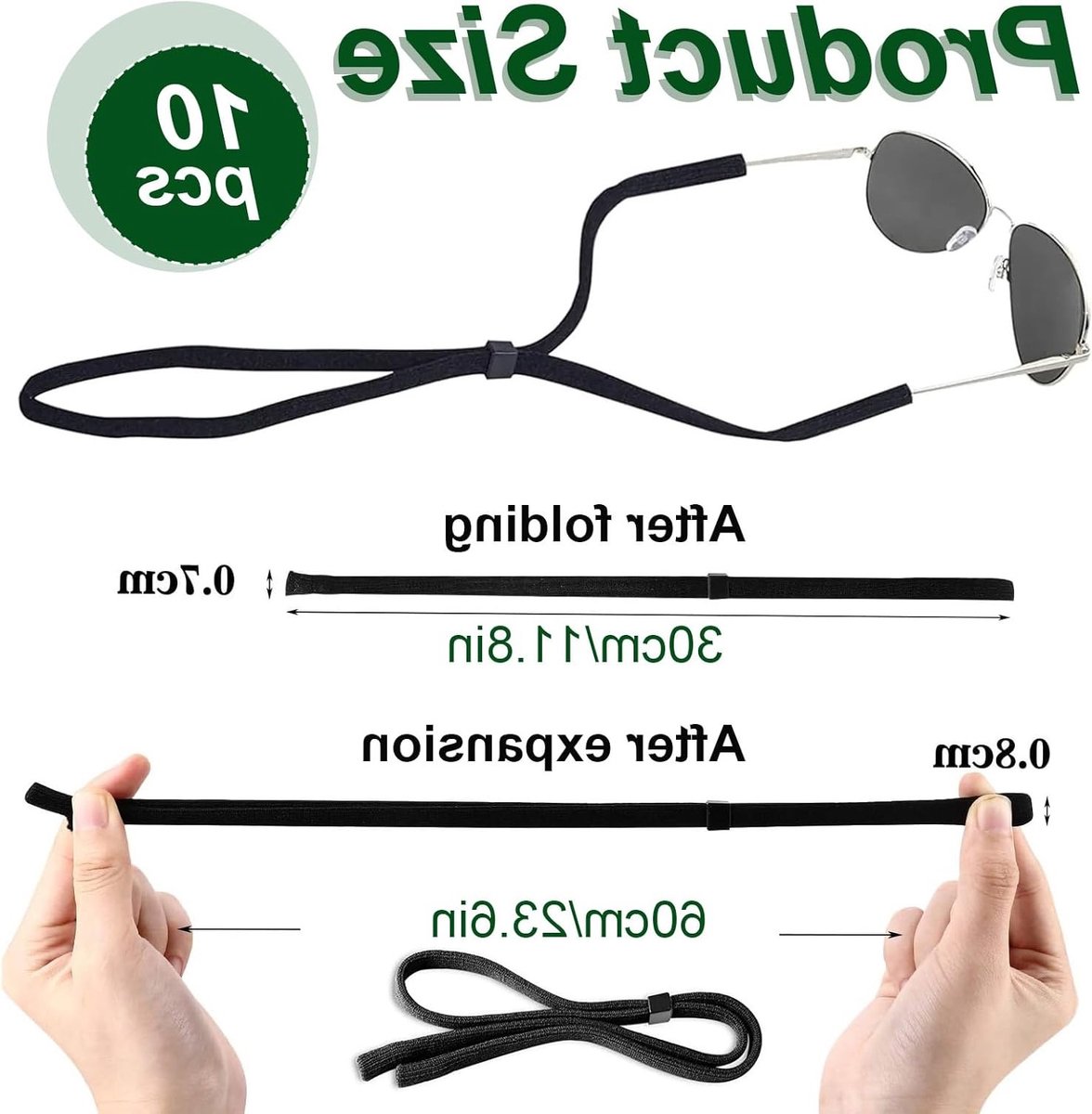 Set van 10 drijvende brillenkoordjes voor sportbrillen, leesbrillen en zonnebrillen, ideaal voor zwemmen, duiken en outdoor activiteiten