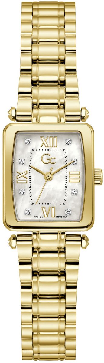 Gc Gc Plaza Mini Quartz Analoog Horloge Geelgoud-Tint Behuizing: 100% Roestvrij Staal | Armband: Echt Leer 21 mm Z71002L1