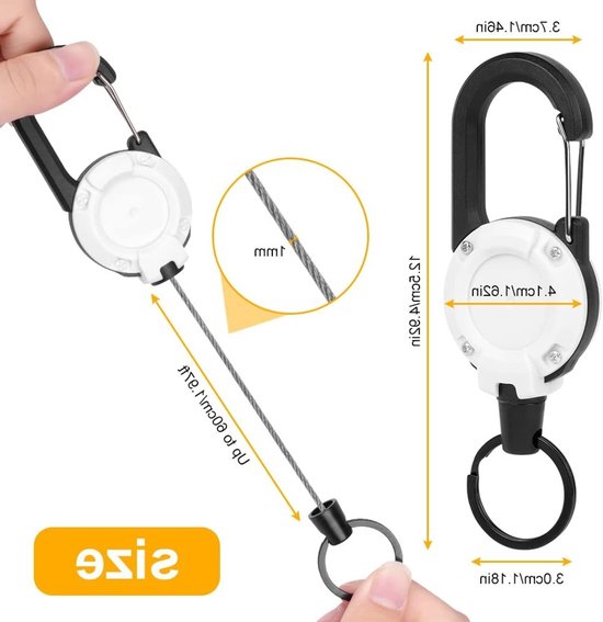 Duurzame Retractable Sleutelhanger en ID Badge Reel, 2 Stuks, Ideaal voor Sleutels en Identiteitskaarten, Handig en Stevig Ontwerp — afbeelding 2