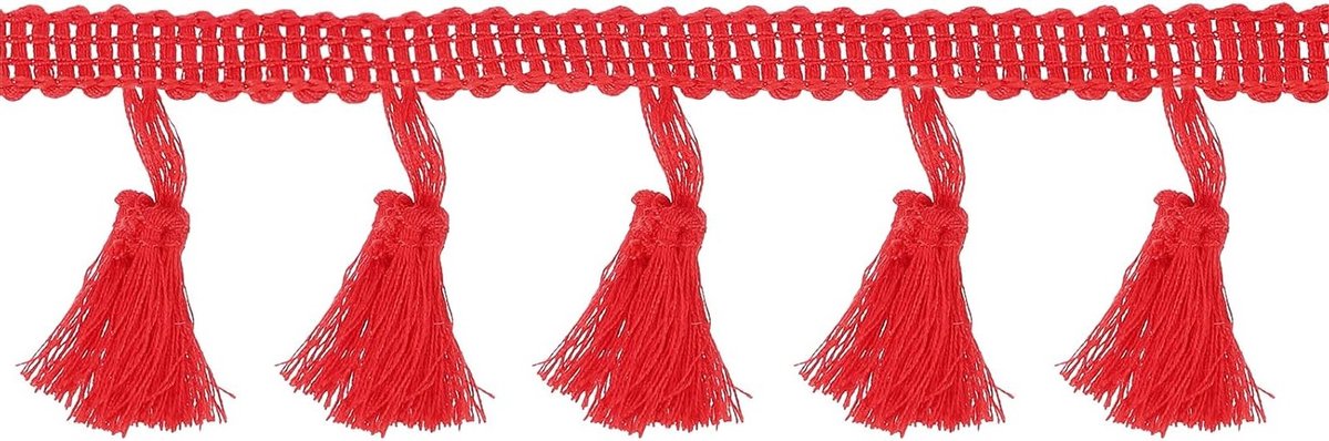 10 yards franjes trim met 4.5 cm kwastjes, ideaal voor naaien, handwerken en woningdecoratie in rood