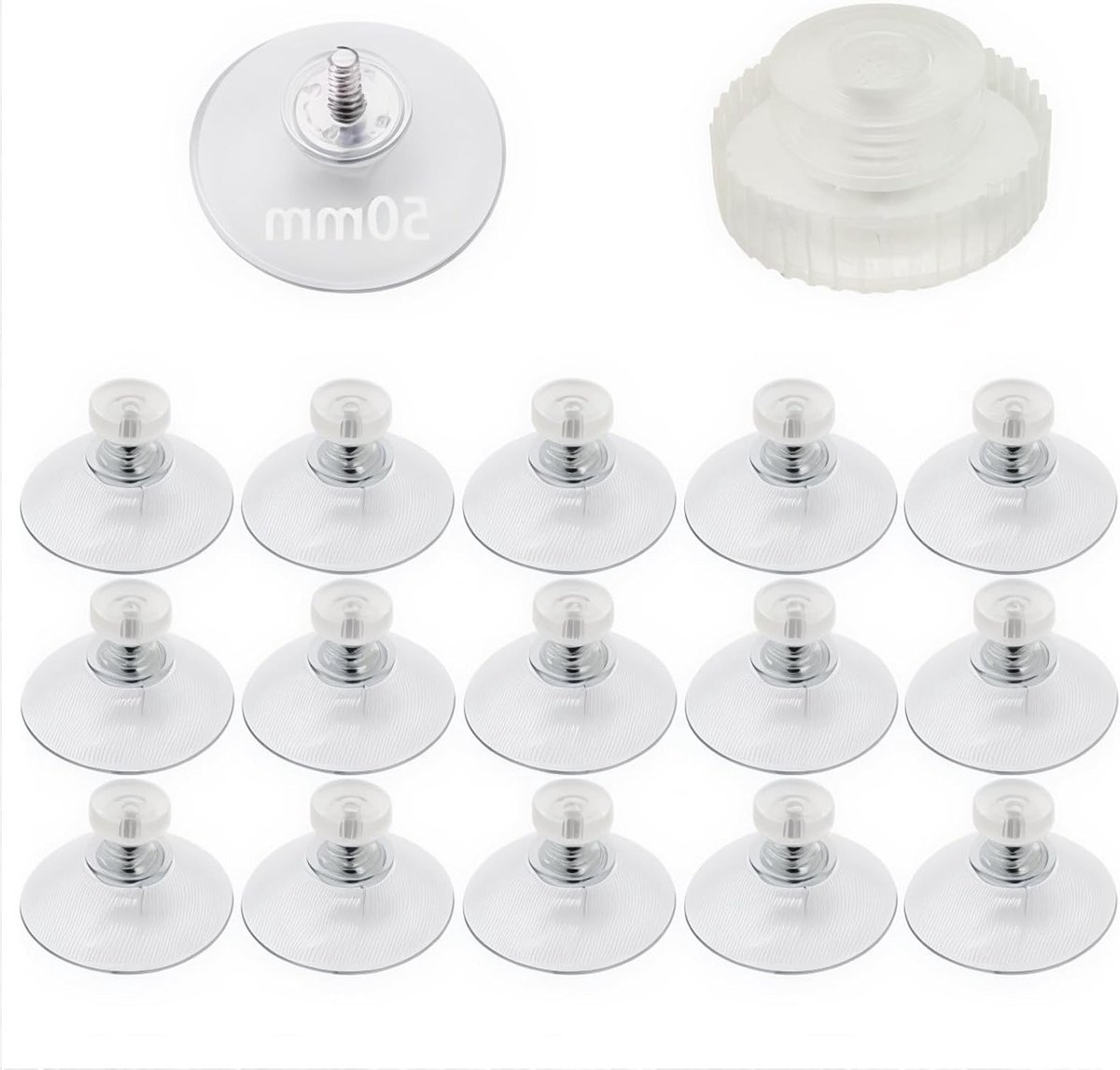 Ronte - Zuignap van 50 mm met M5 schroefdraad voor raam, muur en deur - Set van 15 stuks
