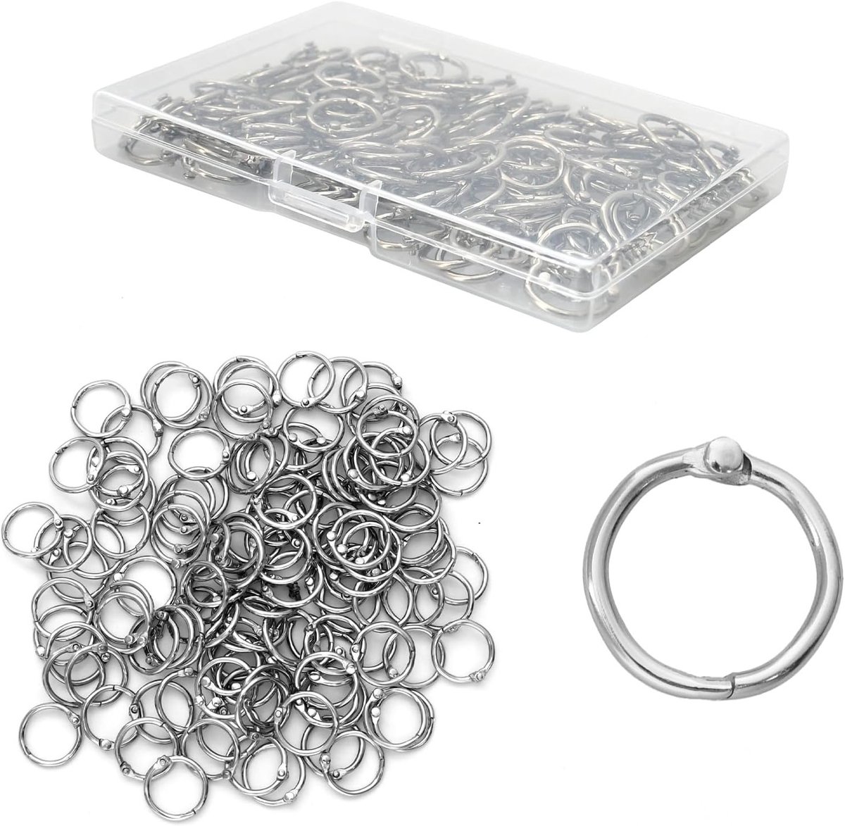 120 Stuks 15mm Binding Rings met Opbergdoos - Metalen Openingsringen voor Fotoalbums, Notebooks en Scrapbooks