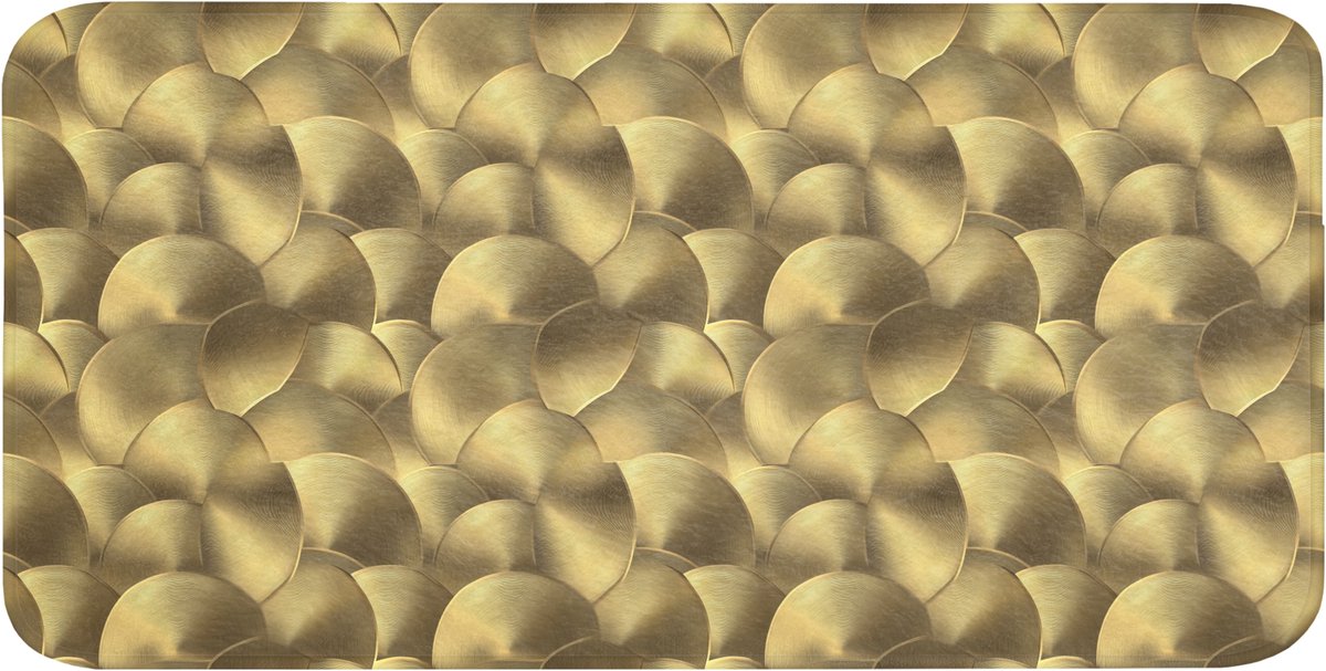 WC mat 120x60 cm - Antislip - Modern - Cirkel - Goud - Toiletmat - Vloermat - Douchemat -