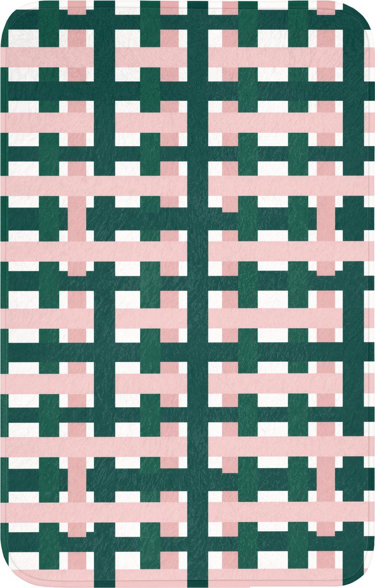 WC mat 50x80 cm - Antislip - Vlechtpatroon - Groen - Roze - Grafisch - Toiletmat - Vloerma