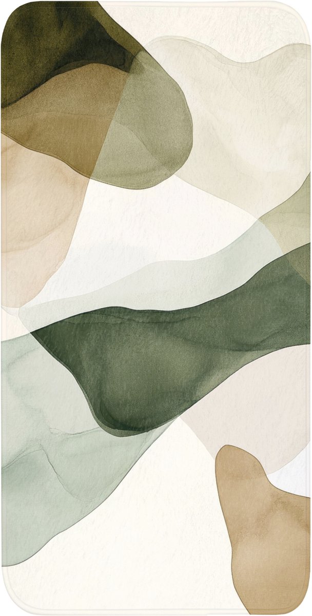 Badmat 60x120 cm - Antislip - Japandi - Abstract - Groen - Badmatten voor badkamer - Badkamermat - Douchemat - Badkamer mat