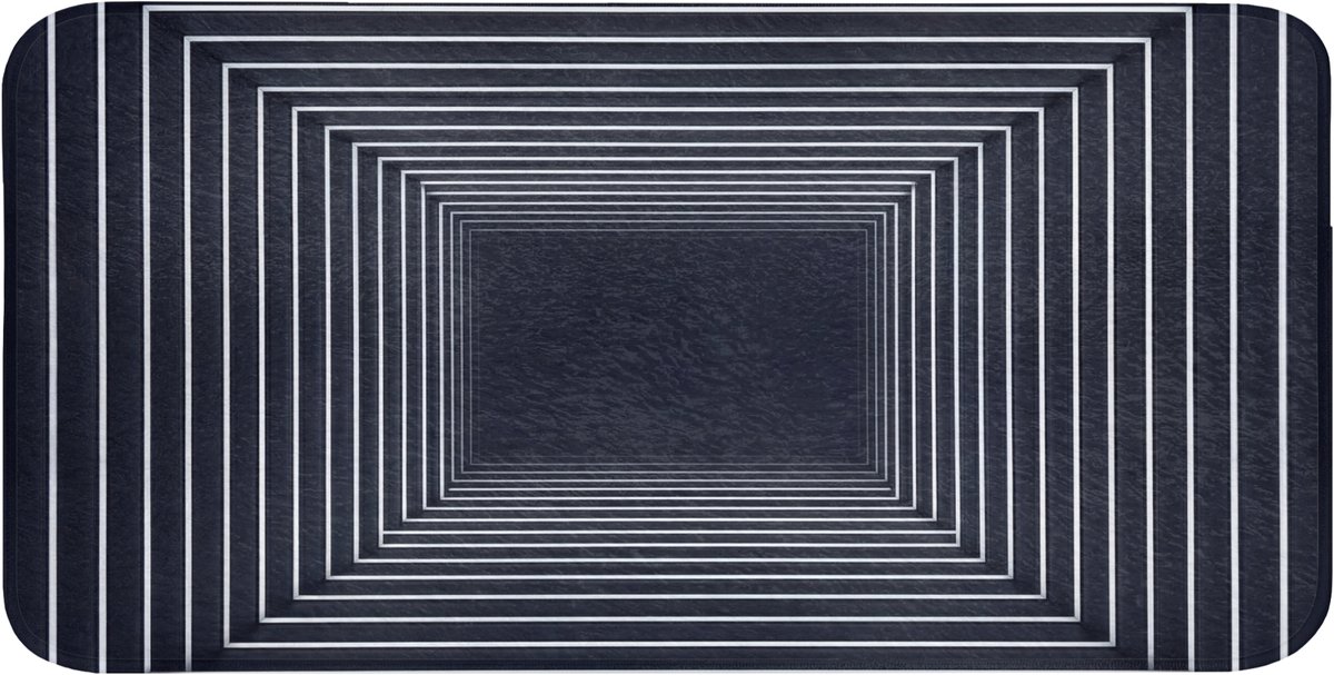 Badmat 120x60 cm - Antislip - Lijnen - Hypnotiserend - Zwart - Badmatten voor badkamer - Badkamermat - Douchemat - Badkamer mat