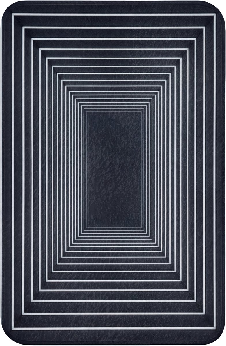 WC mat 40x60 cm - Antislip - Lijnen - Hypnotiserend - Zwart - Toiletmat - Vloermat - Douch