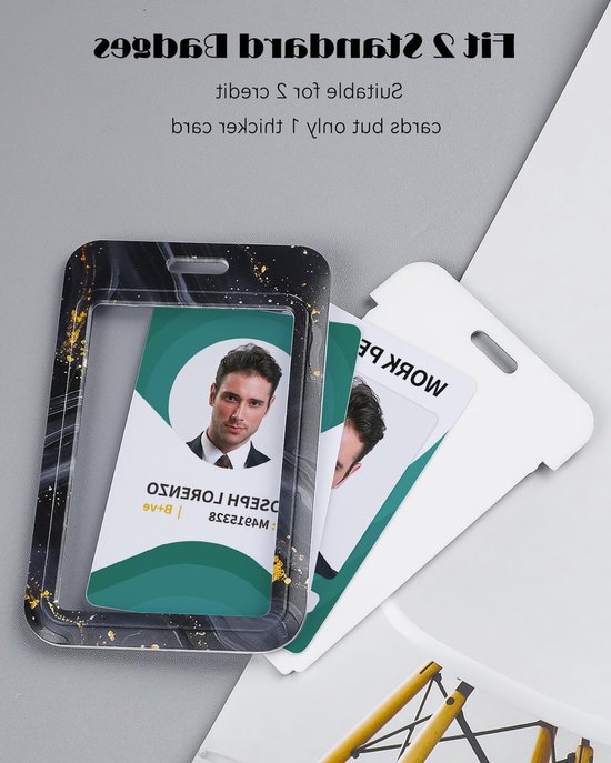 Marmeren Badgehouder met Retractable Reel en Afneembare Lanyard - Verticale Kaartbeschermer voor Identificatie en Toegangspassen van Merkloos — afbeelding 5