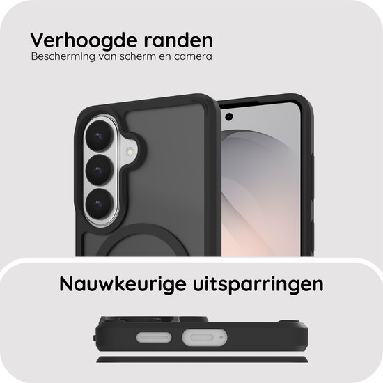 Cazy Hoesje geschikt voor Samsung Galaxy S26 Plus Hoesje geschikt pour MagSafe - Military Grade Backcover - Zwart