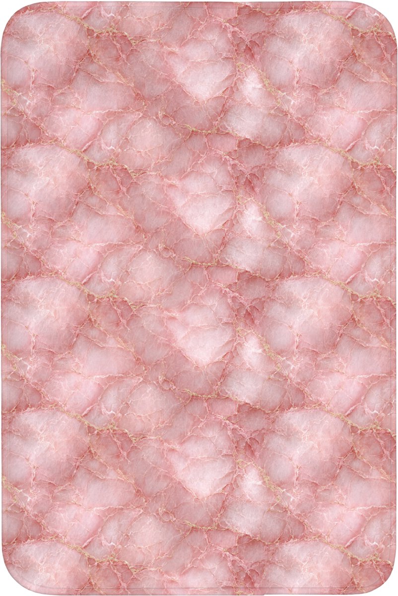 WC mat 60x90 cm - Antislip - Roze - Kwarts - Goud - Marmer - Toiletmat - Vloermat - Douche