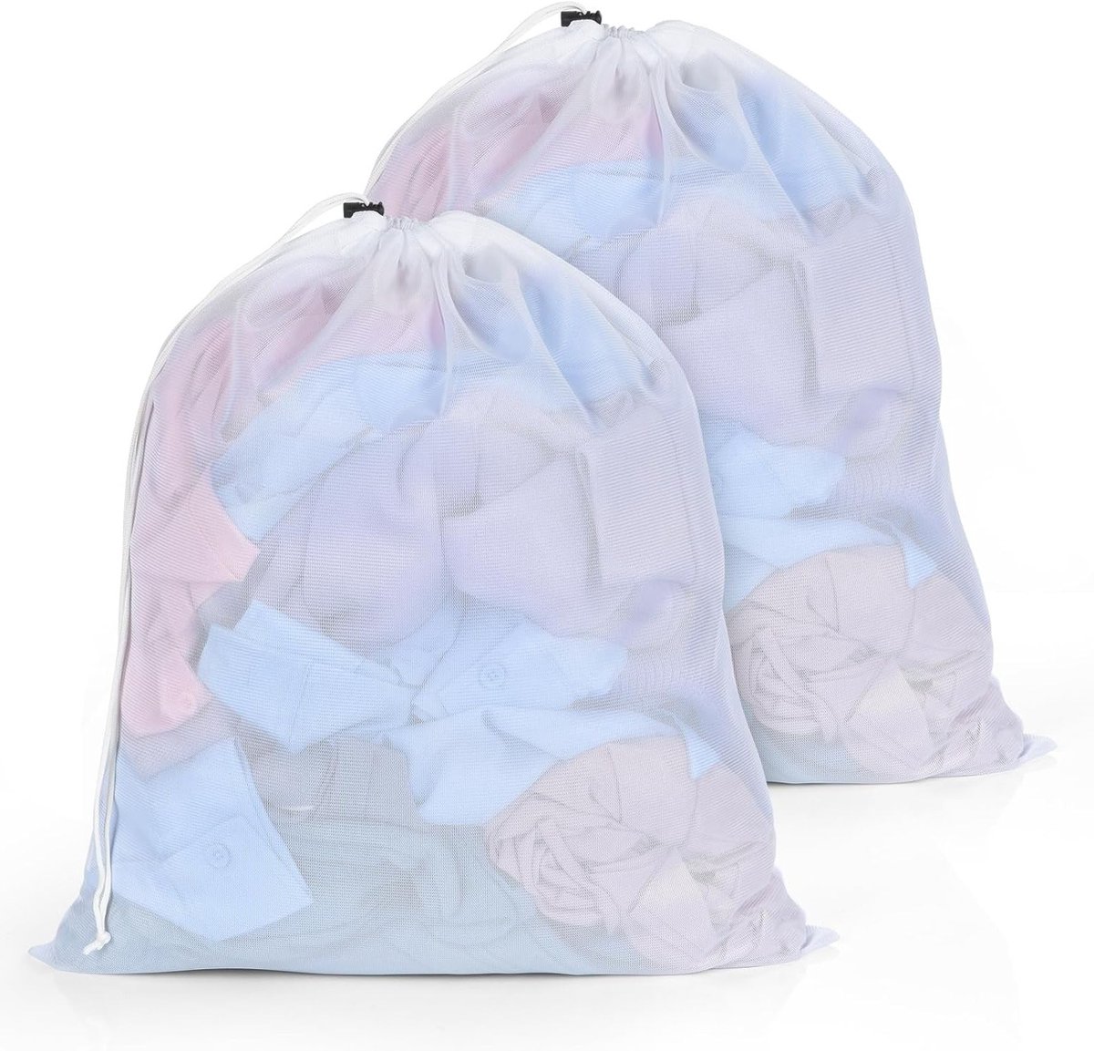 Wasnet voor Wasmachine 40 x 50 cm, Set van 2, Grote Waszak met Trekkoord, Herbruikbare Fijne MESH Waszakken voor College, Studentenhuis en Thuisgebruik