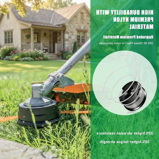 Set van 4 vervangende spoelen voor draadtrimmer, geschikt voor accu grasmaaier, draadspoelen voor tuinonderhoud en graskanten trimmen — afbeelding 3